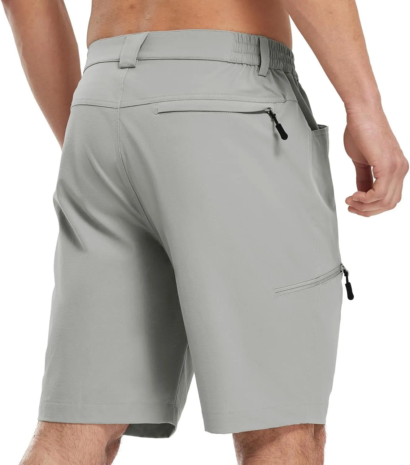 Rdruko Men's 9” Golf Shorts Stretch 4 Pockets Dress Shorts Elastic Waist Casual Flat Front Quick Dri Work Hiking Zip Cargo