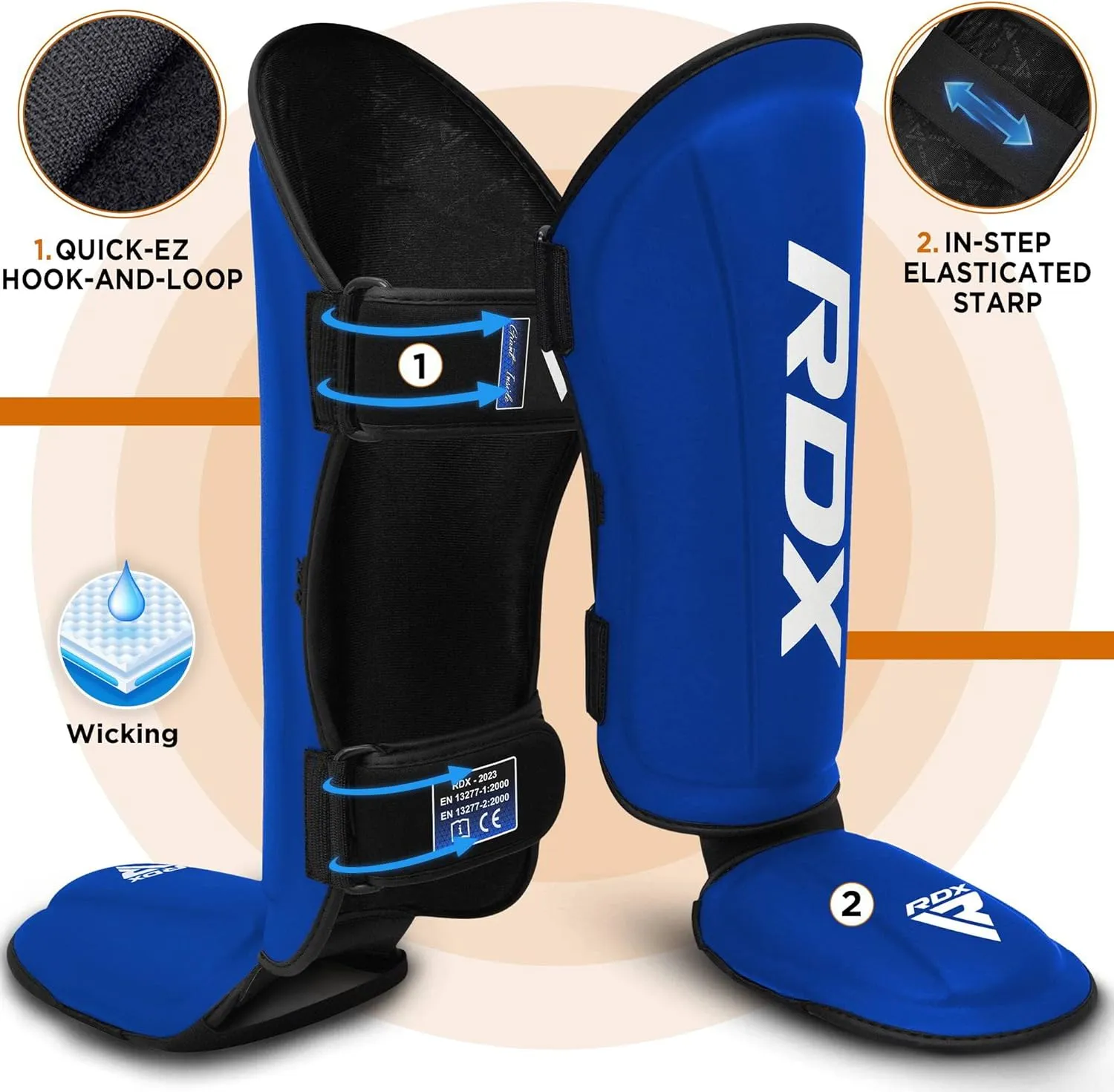 RDX Shin Guards Kickboxing Muay Thai, SATRA SMMAF Approved, Premium Maya Hide Leather, Leg Instep Protection Pads, MMA Martial Arts Kicking Sparring Training Gear, BJJ Karate Boxing Taekwondo, Black