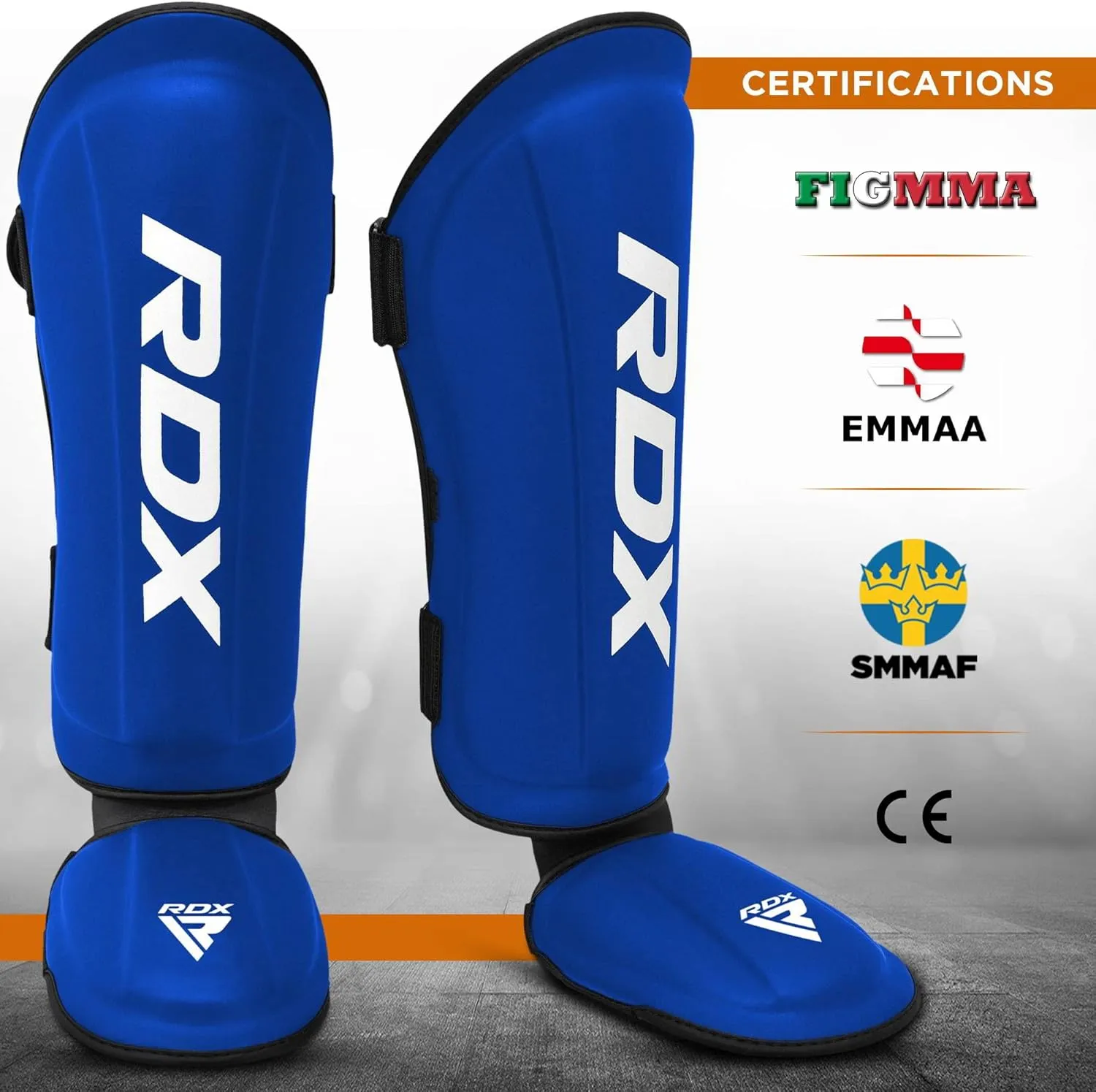 RDX Shin Guards Kickboxing Muay Thai, SATRA SMMAF Approved, Premium Maya Hide Leather, Leg Instep Protection Pads, MMA Martial Arts Kicking Sparring Training Gear, BJJ Karate Boxing Taekwondo, Black