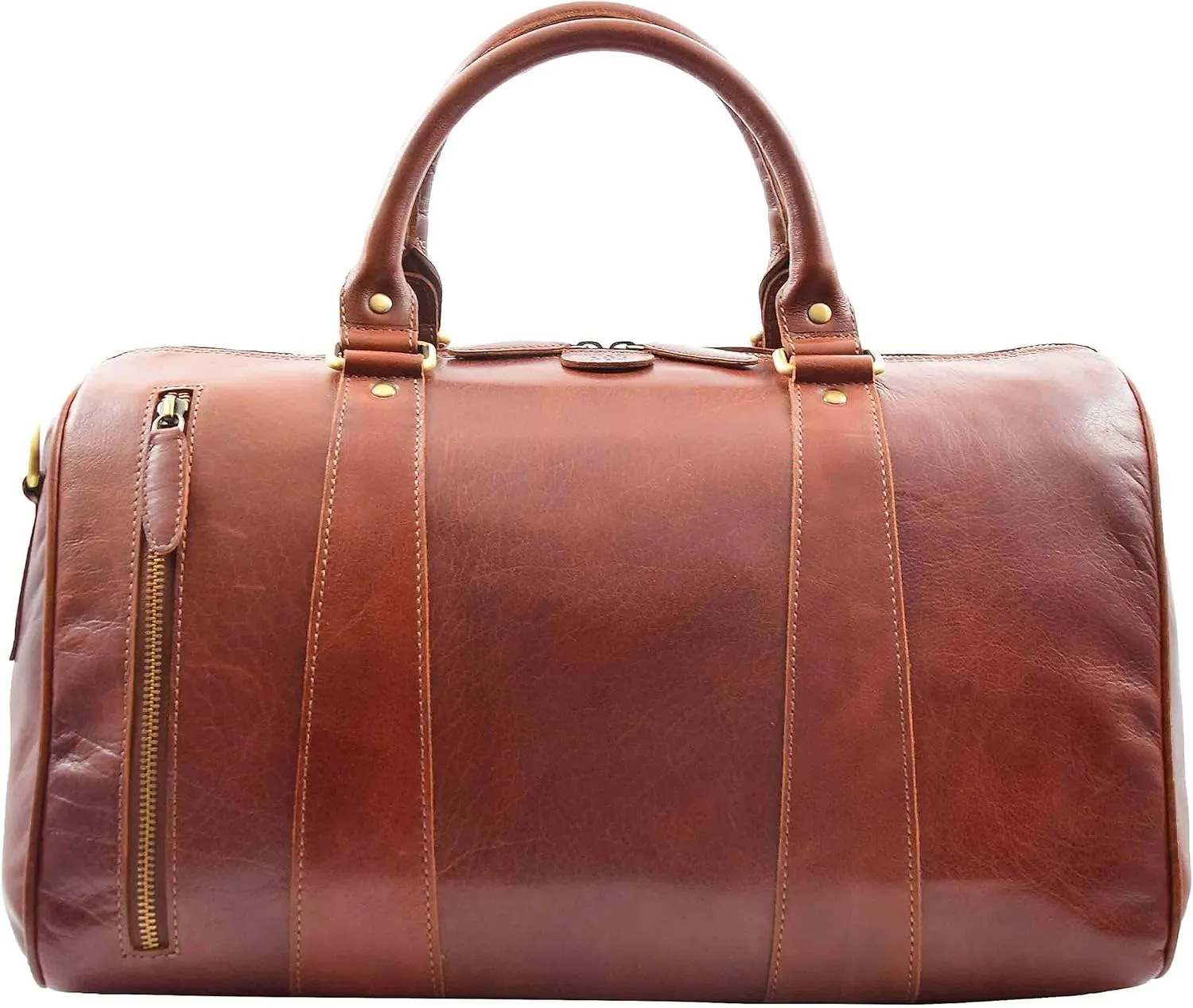 Real Leather Large Size Holdall Duffle Bag Genoa, Chestnut, L, Travel Duffle