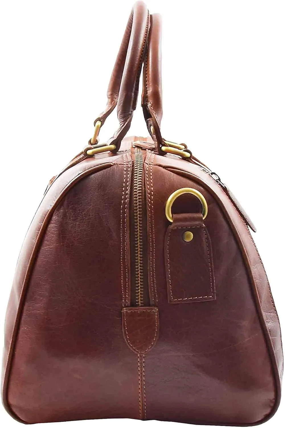 Real Leather Large Size Holdall Duffle Bag Genoa, Chestnut, L, Travel Duffle