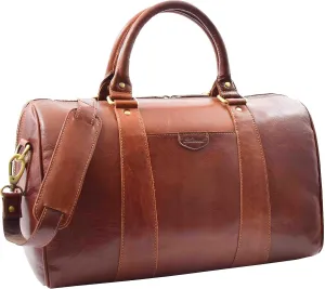 Real Leather Large Size Holdall Duffle Bag Genoa, Chestnut, L, Travel Duffle