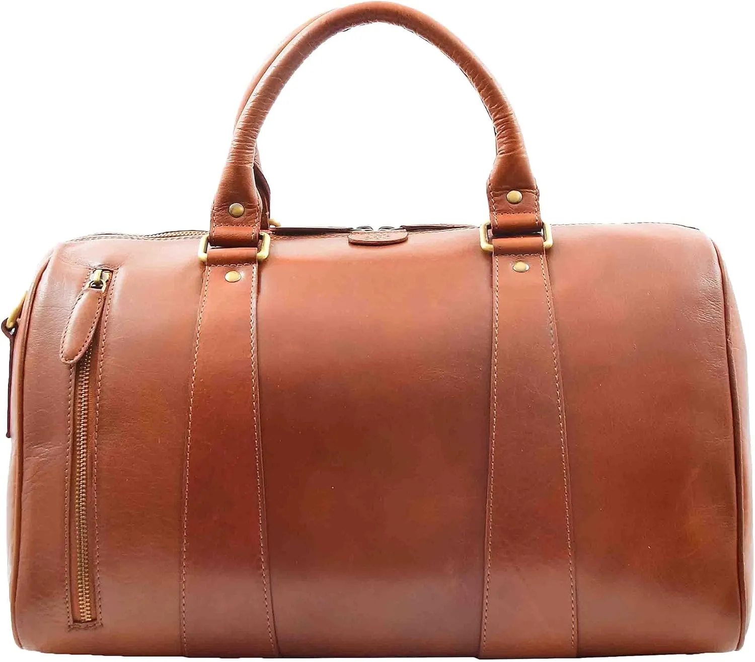 Real Leather Large Size Holdall Duffle Bag Genoa, Cognac, L, Travel Duffle