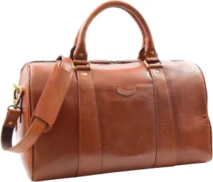 Real Leather Large Size Holdall Duffle Bag Genoa, Cognac, L, Travel Duffle
