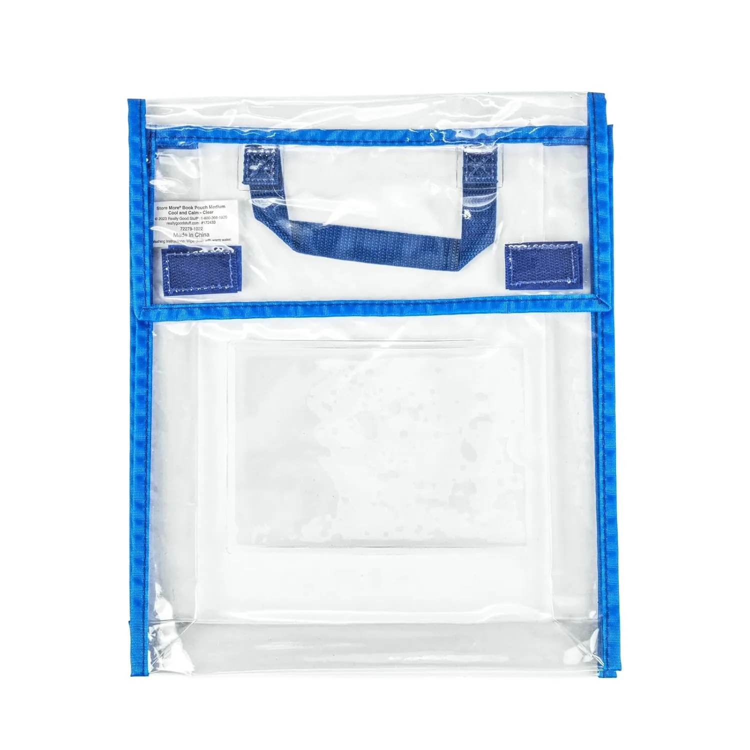 Really Good Stuff Store More Medium Clear Book Pouch Cool and Calm - 4 Pack