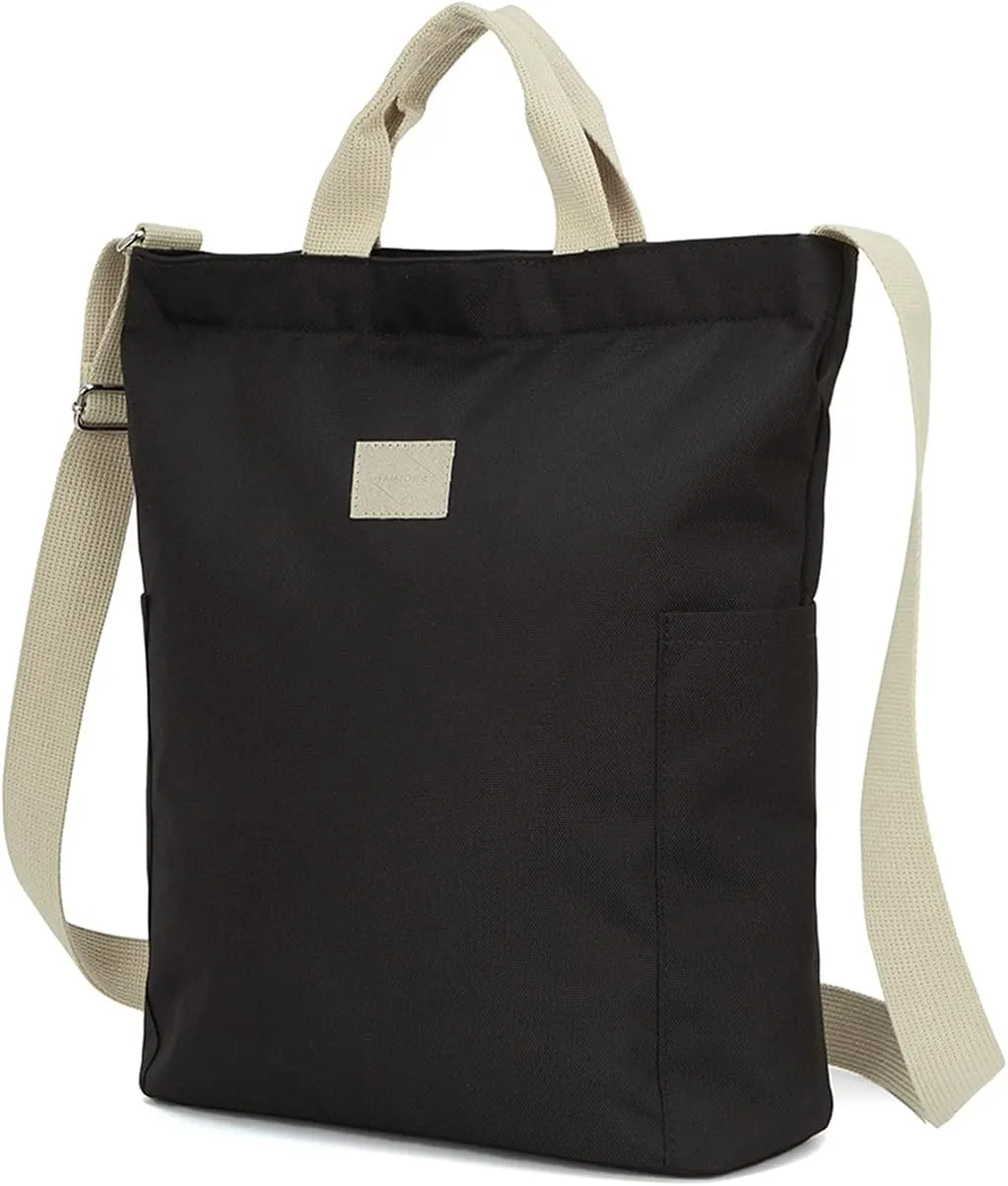 Recycled Polyester Laptop Tote Bag with Pockets and Zipper, Lightweight Crossbody Water Repellent, Fit 14" Laptop - IWP