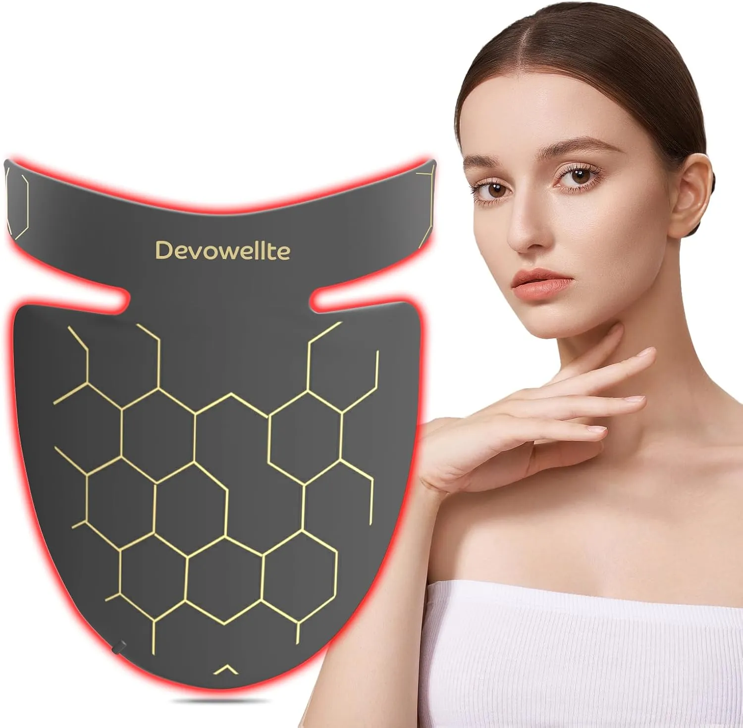 Red Light Therapy for Neck, Portable 660nm Red Light & 850nm Near Infrared Light at Home and Travel (Grey)