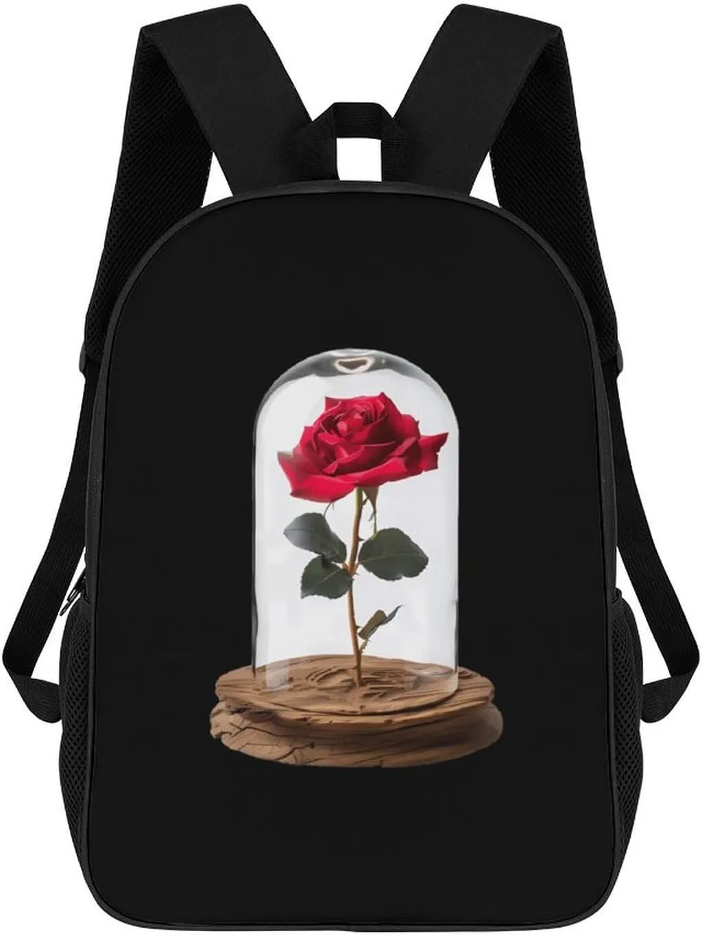 Red Rose Glass Dome 17 Inch Backpack Travel Laptop Shoulder Bag Funny Daypack Gifts for Men Women