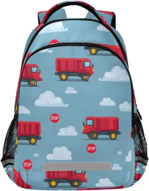 Red Truck Clouds Backpack for Girls Boys School Bookbag Kids Daypack Lightweight Laptop Backpack Back to School Supplies