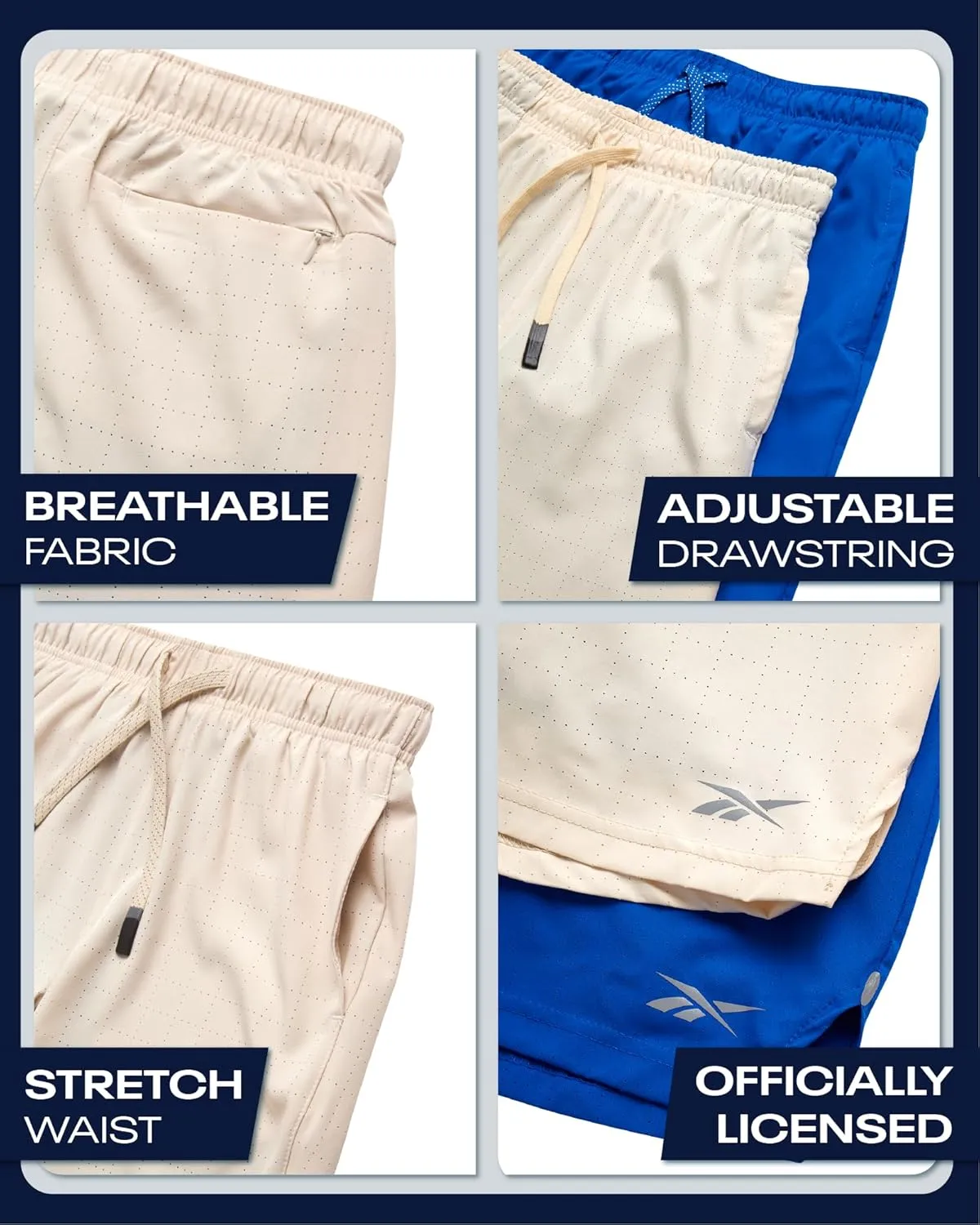 Reebok Boys Athletic Shorts 2 Pack – 2-in-1 Boys Basketball Shorts with Compression Liner – Quick Dry Running Shorts
