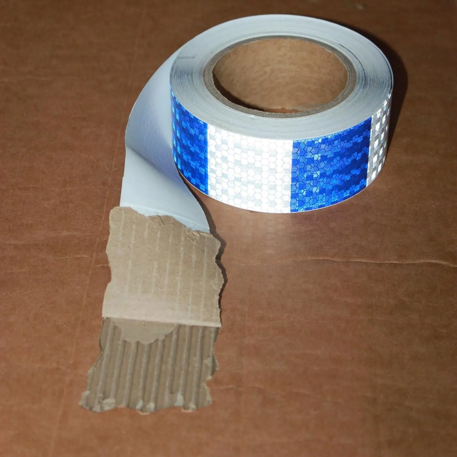 Reflective Tape Blue and White 2 inch X 66 feet, Outdoor Waterproof Hazard Conspicuity Warning Industrial Marking Tape