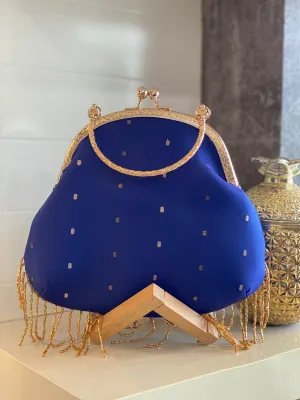 Regal Blue Vintage Handbag With Tassel Latkan