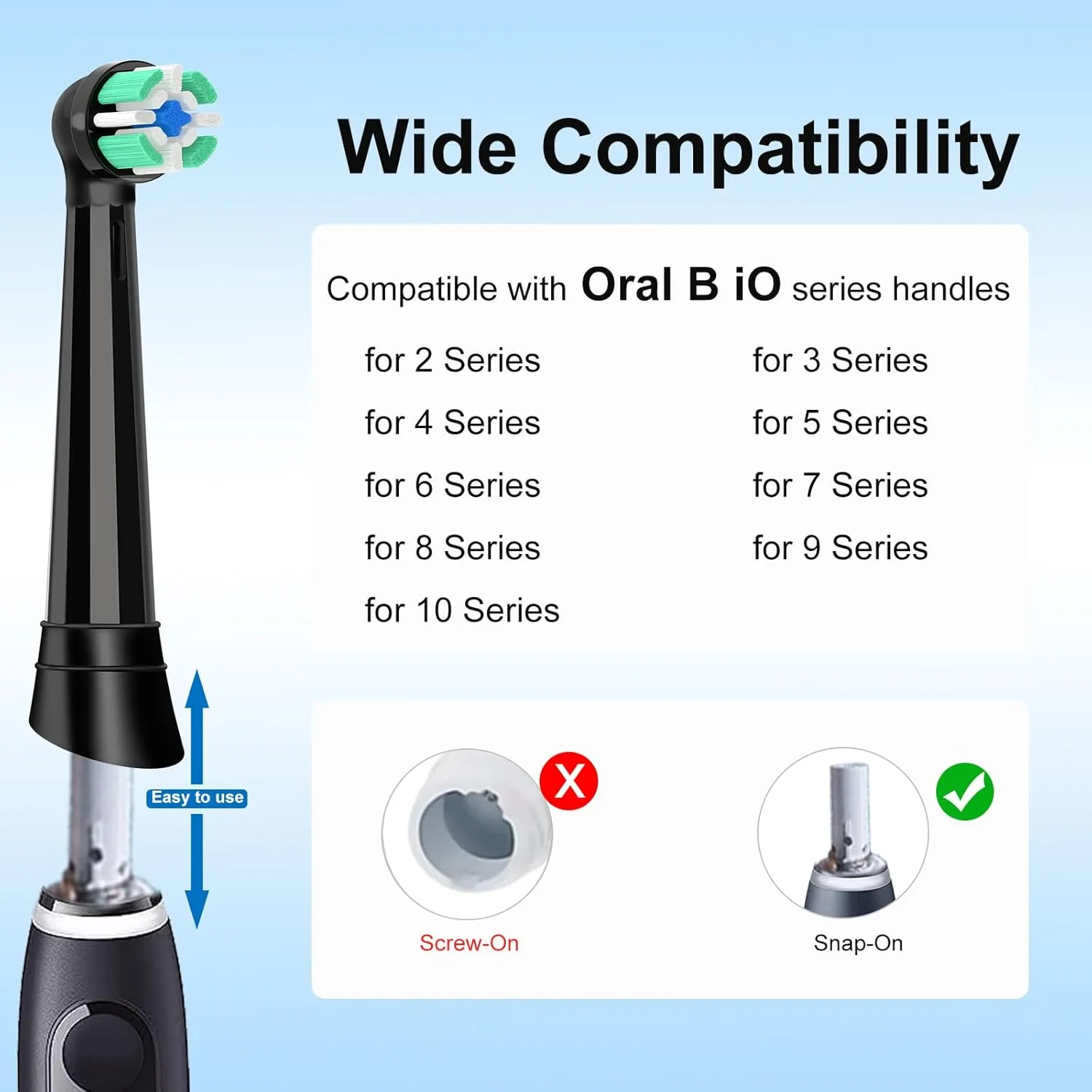 Replacement Heads Compatible with Oral B iO Replacement Heads, Toothbrush Heads Compatible with Oral B iO 2 3 4 5 6 7 8 9 10 Series Electric Toothbrush Handles