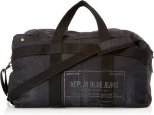 REPLAY FM3120.000.A0330 – Men's Bag with Cotton Handles, Blue, Size 57 x 37 x 29 cm