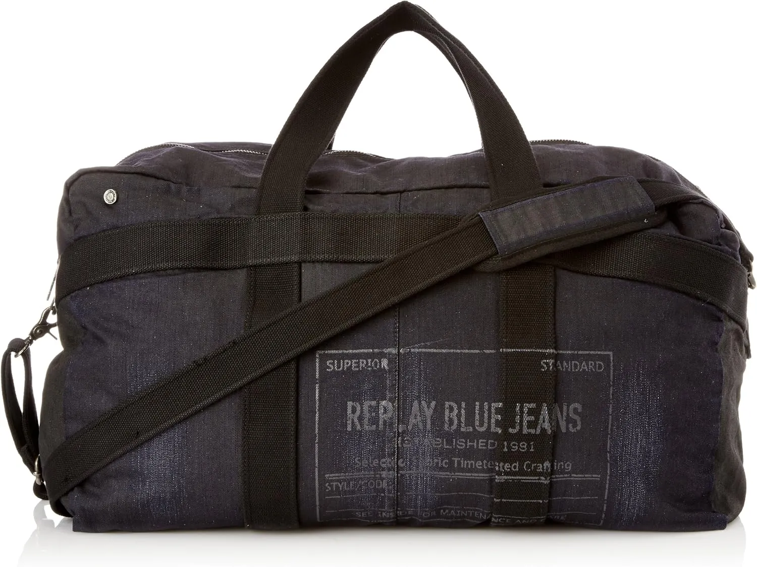 REPLAY FM3120.000.A0330 – Men's Bag with Cotton Handles, Blue, Size 57 x 37 x 29 cm