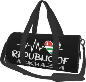 Republic Of Abkhazia Heartbeat Duffel Bag Gym Bag Travel Sports Tote Large Foldable Beach Swim Yoga7
