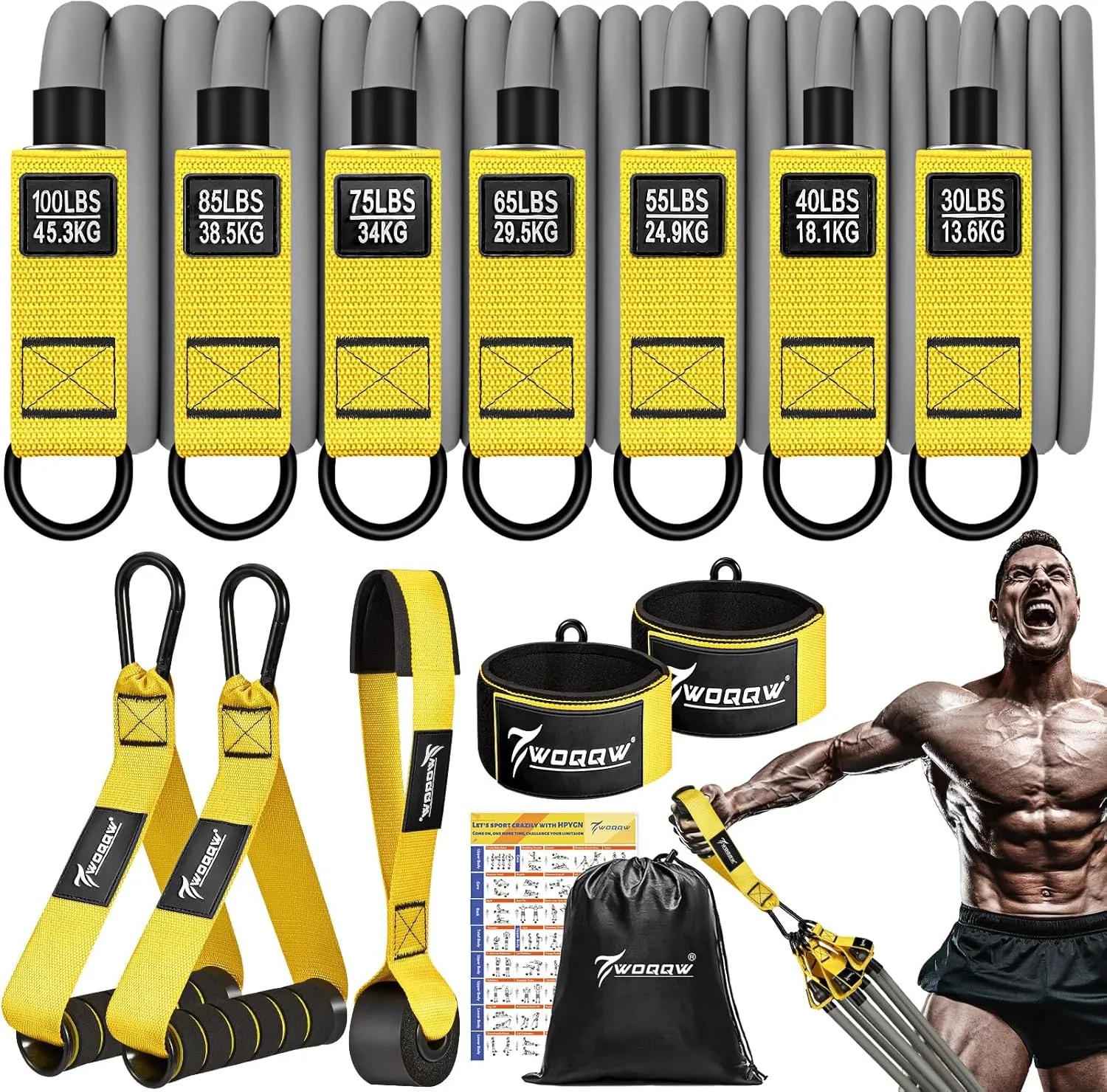 Resistance Bands, 350lbs/450lbs Heavy Exercise Bands with Handles, Workout Bands Set for Working Out Men, Fitness Weight Bands for Strength Training, Stretching, Slim, Physiotherapy