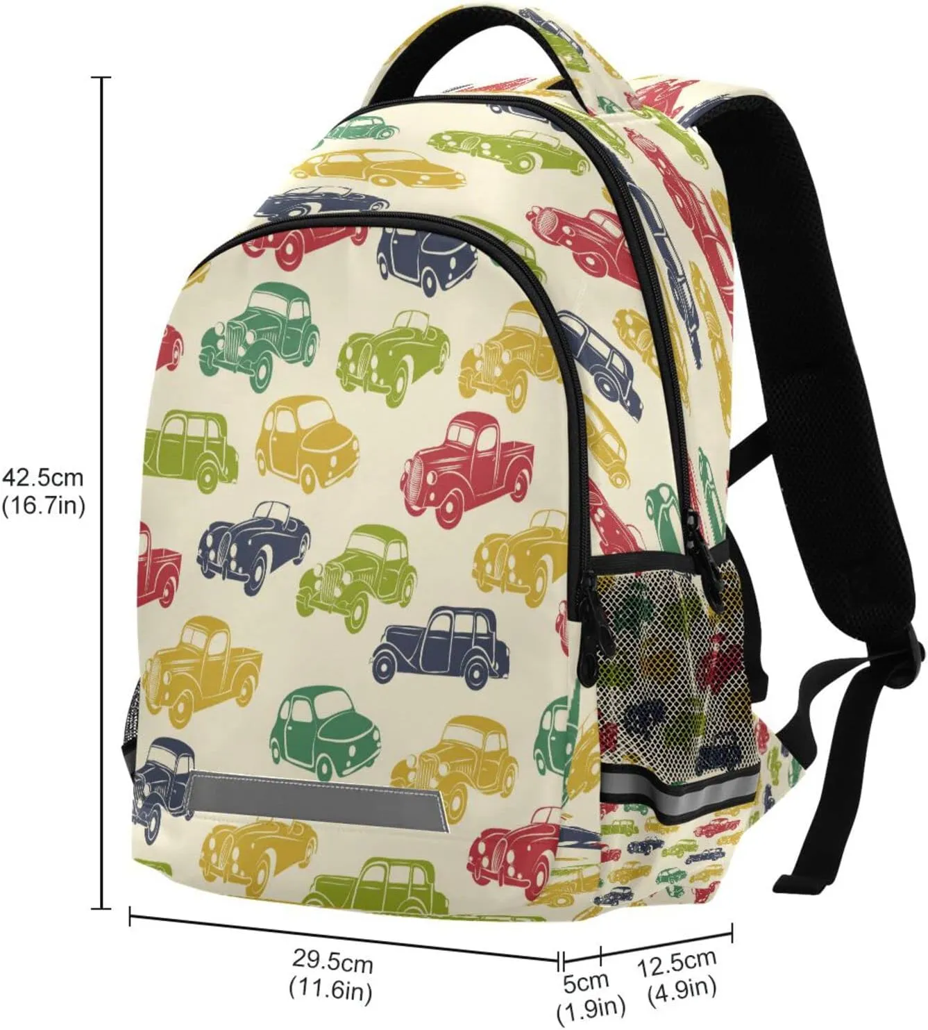 Retro Car Backpack for Girls Kids Boys School Bookbags, Student Laptop Backpack Carrying Bag Casual Lightweight Travel Sports Day Packs