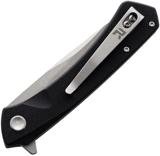 REVO Warden Folding Pocket Knife - 3.875" 14C28N Blade with G10 Scale Handle - Flipper Tab Assisted Open System - Durable EDC Knife (Black)