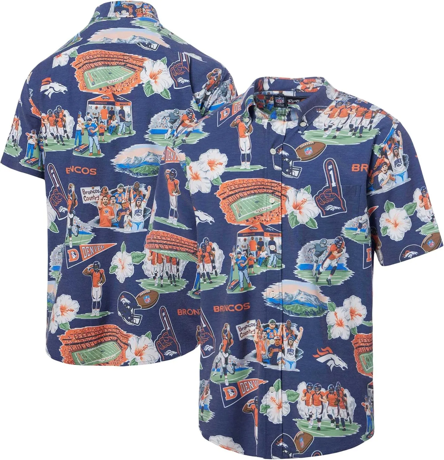 Reyn Spooner Men's Navy Denver Broncos Scenic Button-Down Shirt