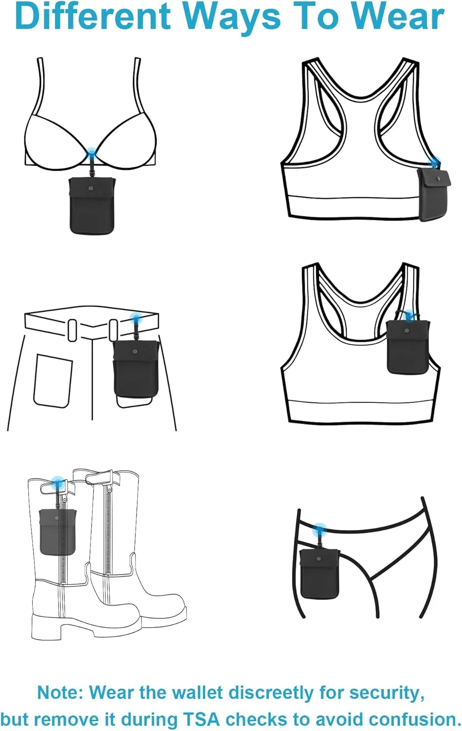 RFID-Blocking Travel Bra Wallet, Hidden Money Pouch with Adjustable Elastic Strap, Ideal Secret Pocket Protect Your Passport Credit Cards Valuables