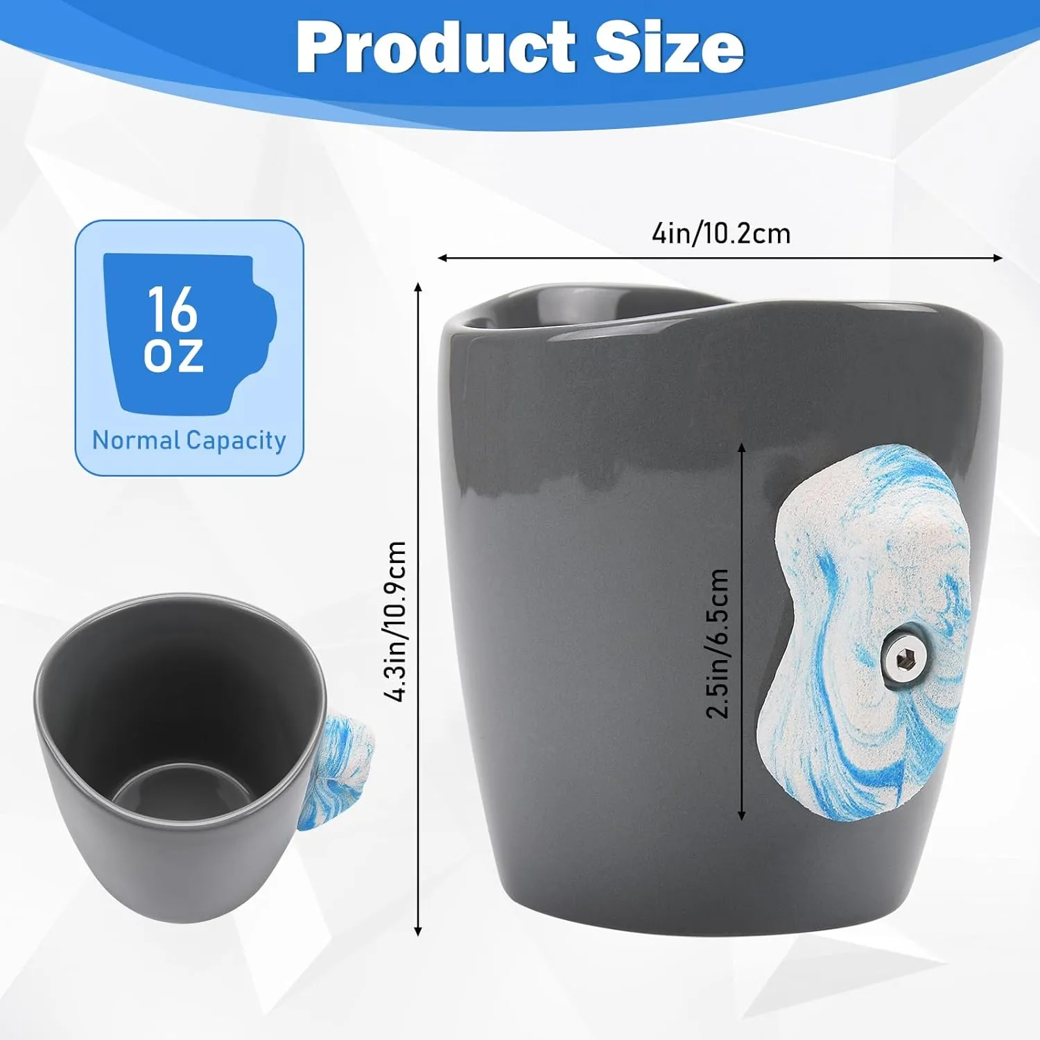 Rock Climbing Mug, 16 oz Ceramic Mug with Climbing Training Handles, Rock Climbing Gifts for Men Women, Climbing Hold Mug Bouldering Coffee Cup
