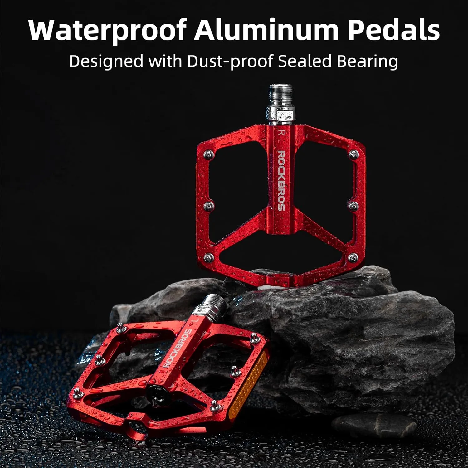 ROCKBROS Mountain Bike Pedals MTB Pedals Bicycle Flat Pedals Aluminum 9/16" Sealed Bearing Lightweight Platform for Road Mountain BMX MTB Bike