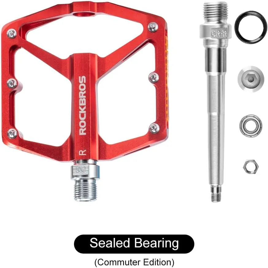 ROCKBROS Mountain Bike Pedals MTB Pedals Bicycle Flat Pedals Aluminum 9/16" Sealed Bearing Lightweight Platform for Road Mountain BMX MTB Bike