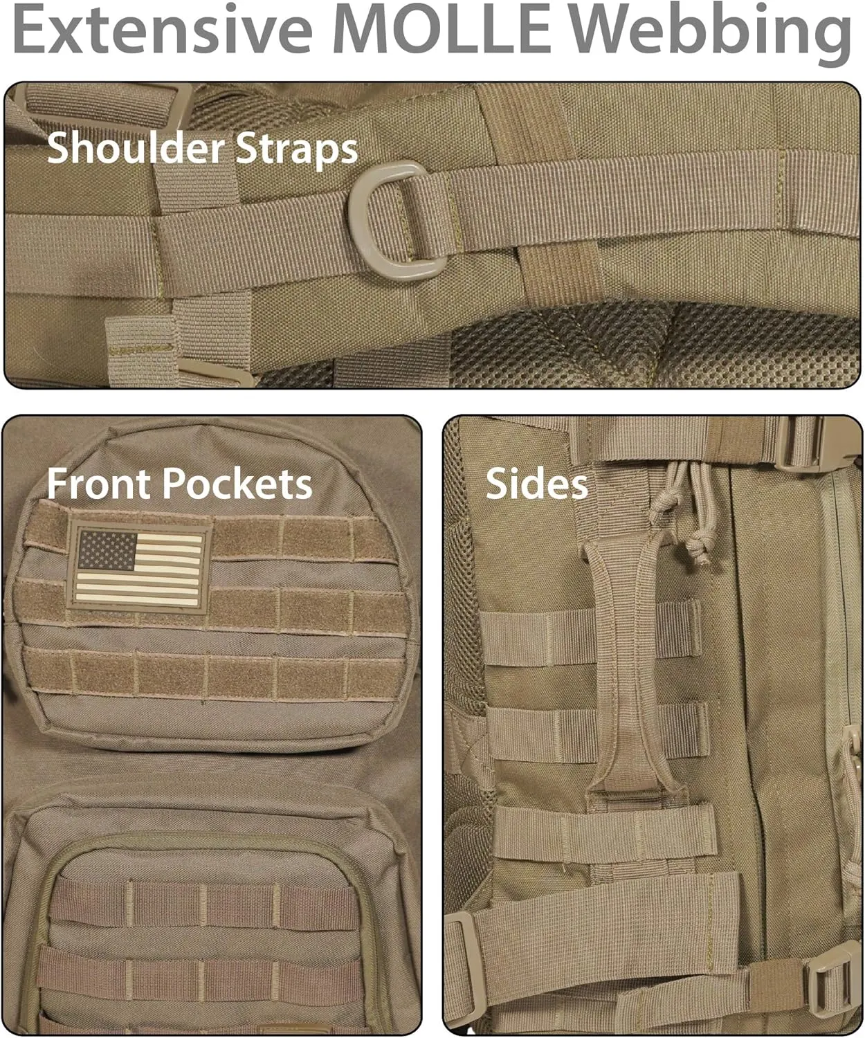 Rockland Military Tactical Laptop Backpack, Tan, Large
