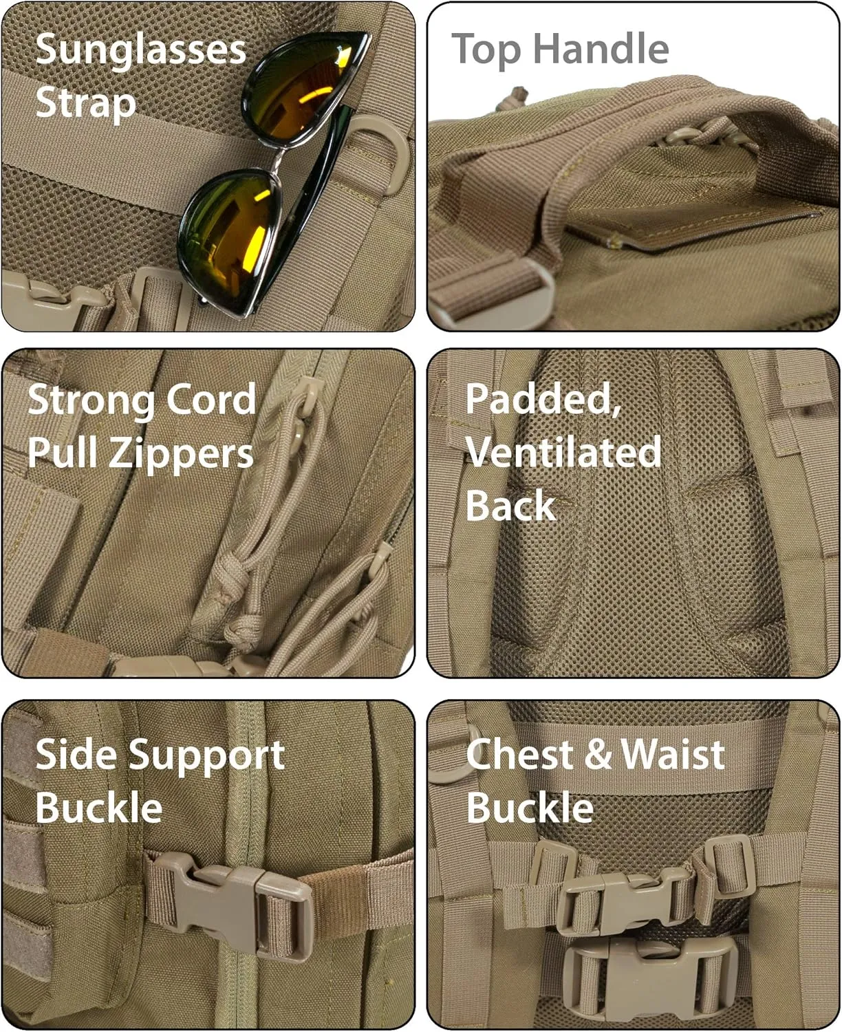Rockland Military Tactical Laptop Backpack, Tan, Large