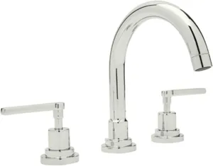 Rohl A2228LMPN-2 Lombardia C-Spout Widespread Bathroom Sink Faucet with Lever Handles, Polished Nickel
