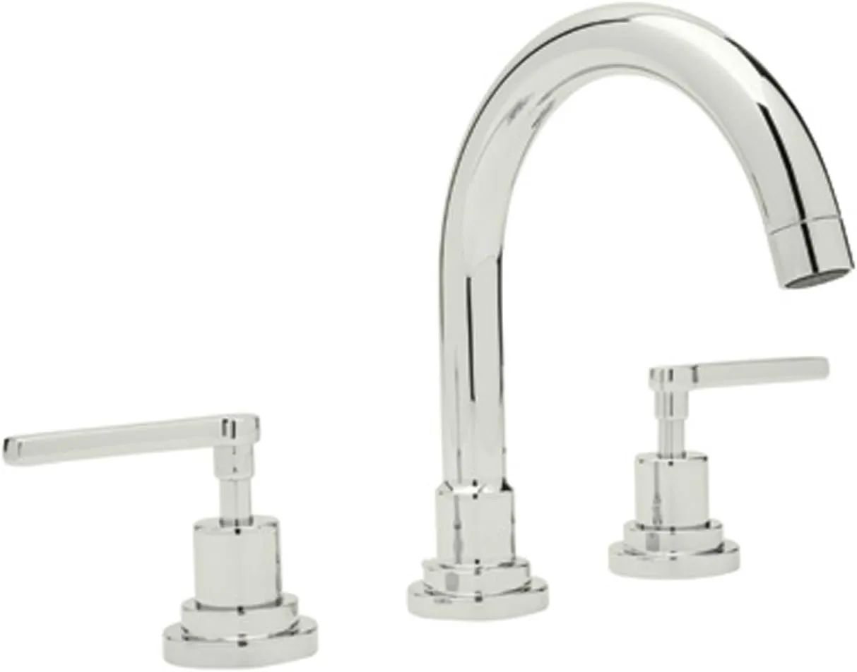Rohl A2228LMPN-2 Lombardia C-Spout Widespread Bathroom Sink Faucet with Lever Handles, Polished Nickel