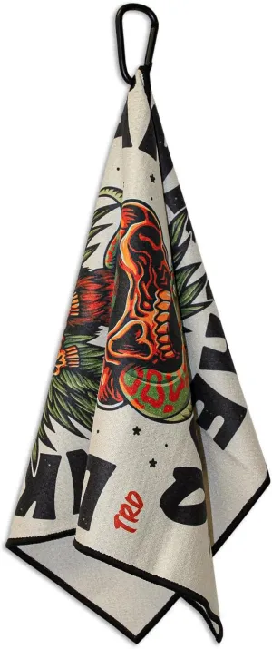 RokFit Gym & Golf Towel – Multi-Use, Quick-Dry, Durable Utility Towel with Bold Graphic and Carabiner Clip (Drink The Wild Air)