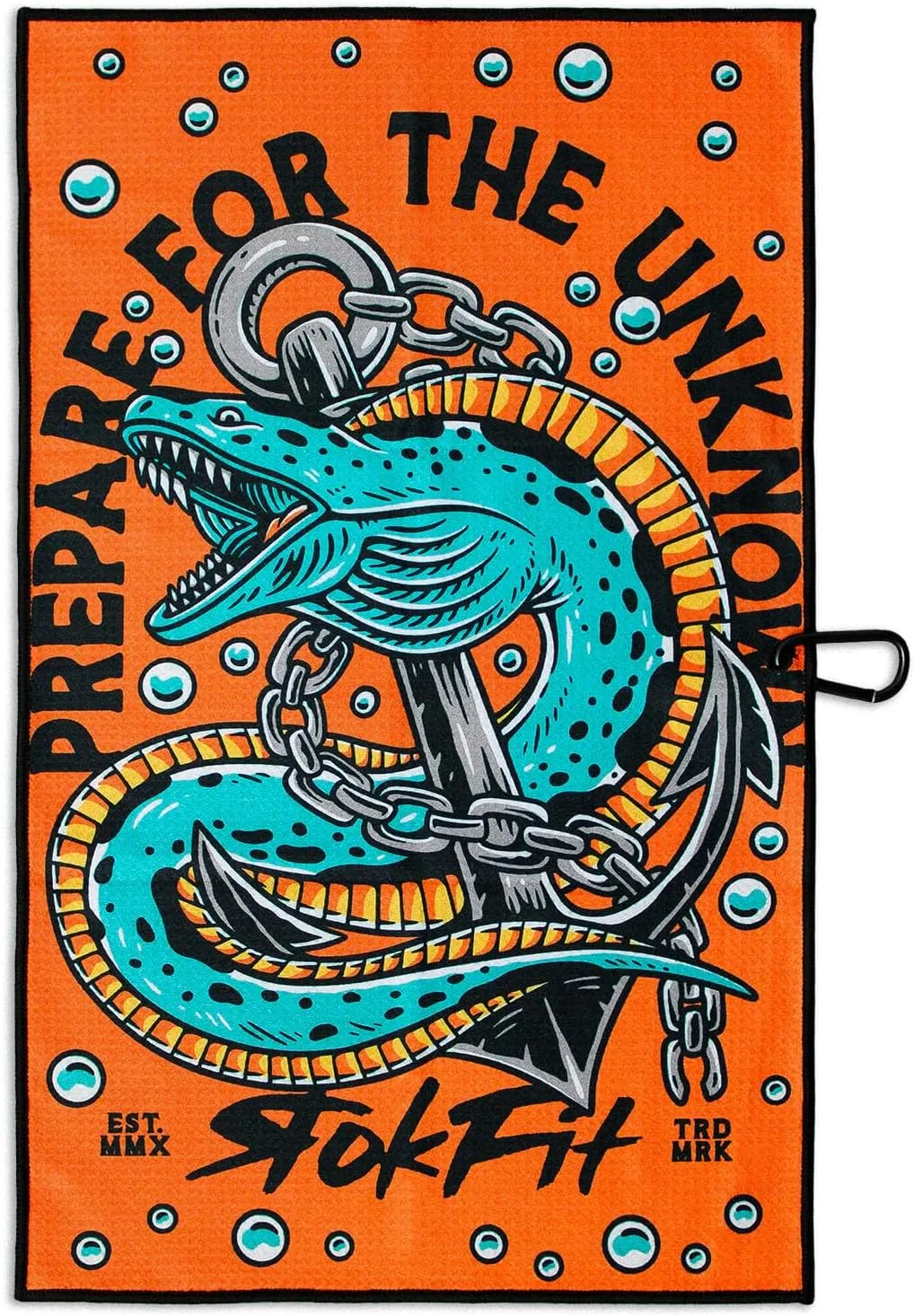 RokFit Gym & Golf Towel – Multi-Use, Quick-Dry, Durable Utility Towel with Bold Graphic and Carabiner Clip (Prepare for The Unknown)