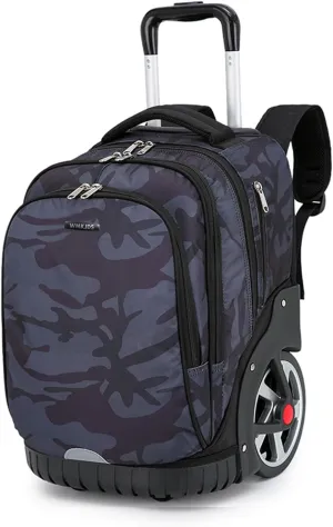 Rolling Backpack, 55L (14.5gal) Backpack with Wheels for Business, Waterproof Backpack with Dual Handles and Silent Large Wheels, Carry on Backpack with Laptop Compartment (Black,22 inch)