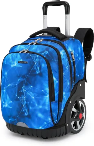 Rolling Backpack, 55L (14.5gal) Backpack with Wheels for Business, Waterproof Backpack with Dual Handles and Silent Large Wheels, Carry on Backpack with Laptop Compartment (Blue,22 inch)