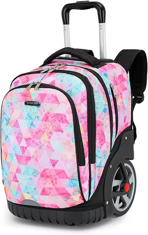 Rolling Backpack, 55L (14.5gal) Backpack with Wheels for Business, Waterproof Backpack with Dual Handles and Silent Large Wheels, Carry on Backpack with Laptop Compartment (Red,22 inch)