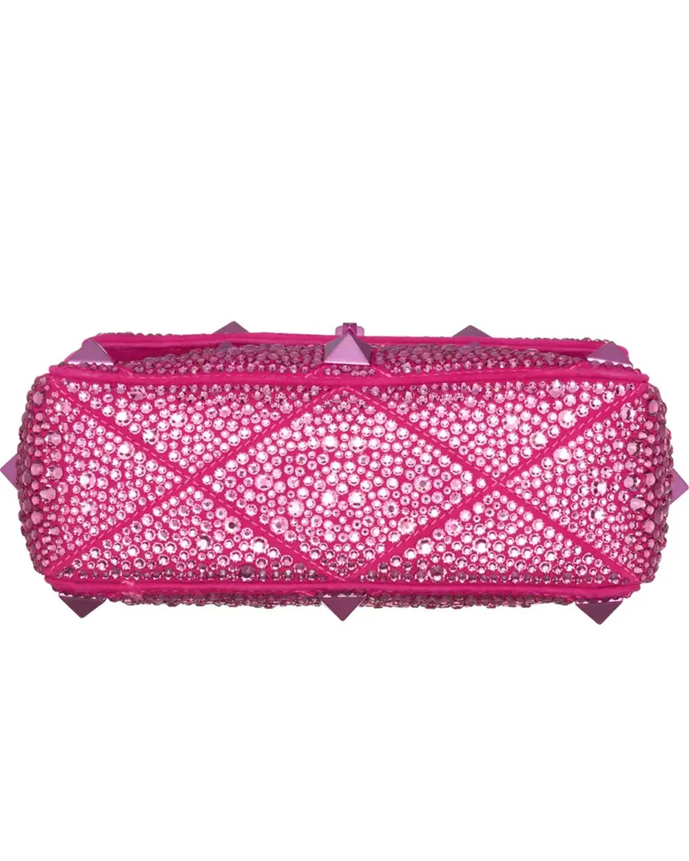 Roman Stud Medium Bag with Chain and Rhinestones in Rose Pink
