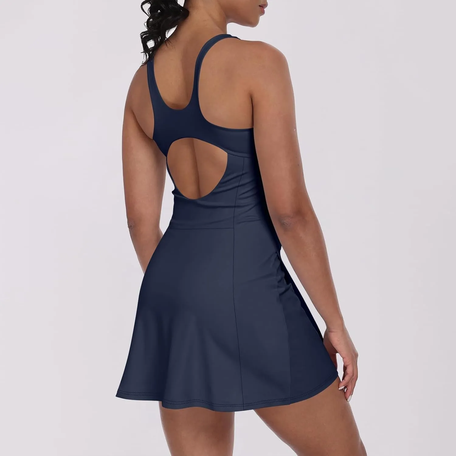 Romper Dress for Women Sleeveless Spaghetti Strap Rompers Square Neck Tennis Dress Workout Athletic Clothes