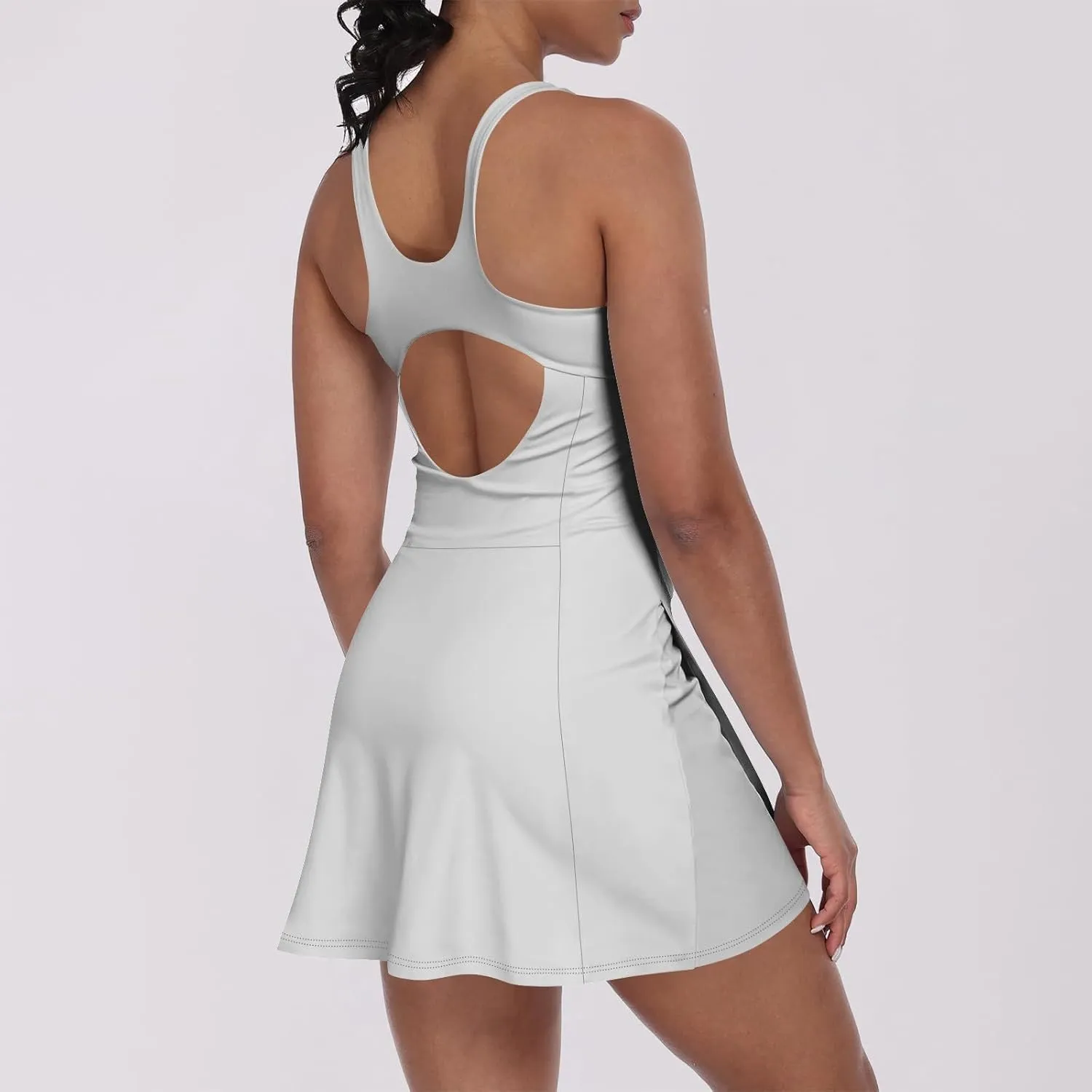 Romper Dress for Women Sleeveless Spaghetti Strap Rompers Square Neck Tennis Dress Workout Athletic Clothes