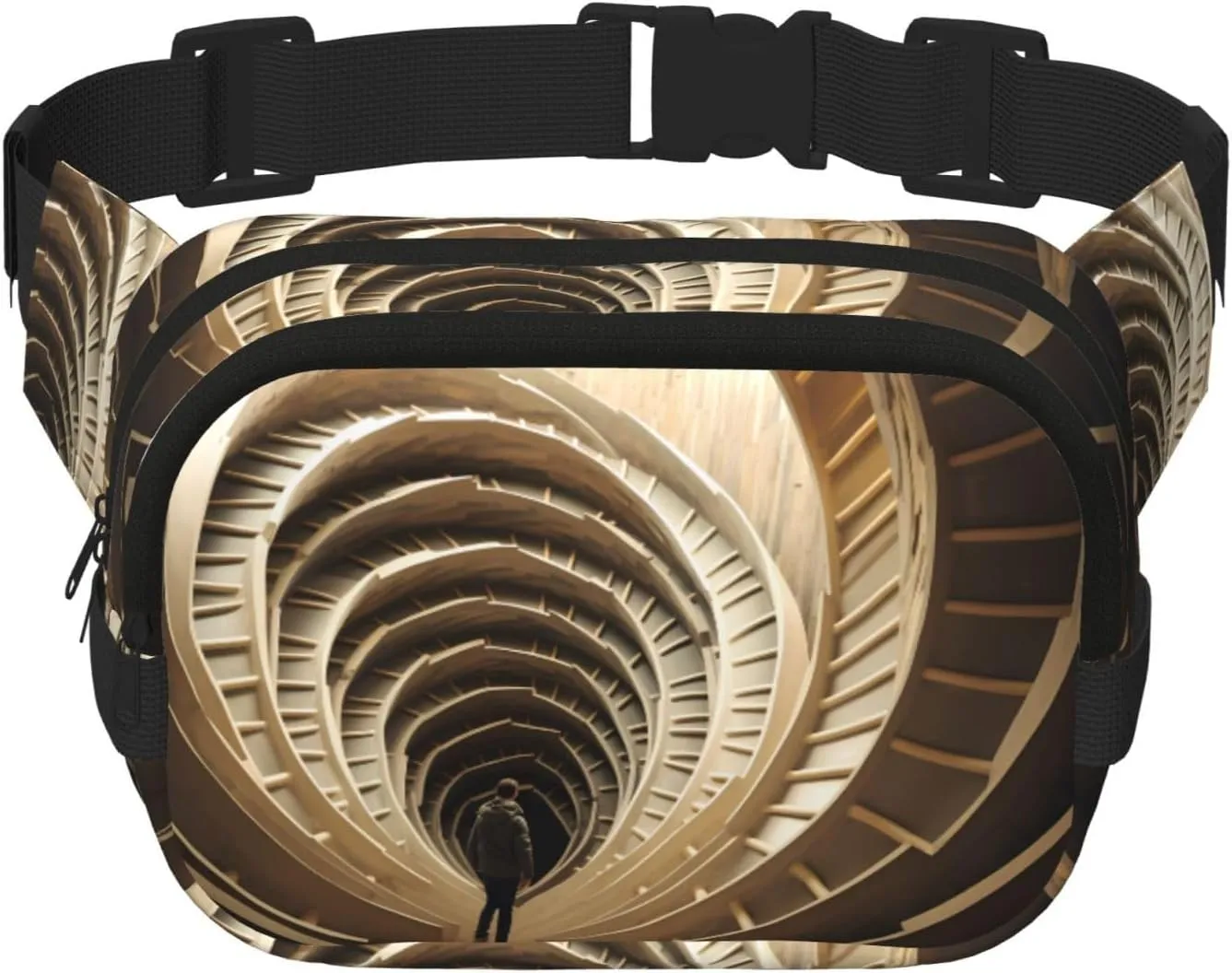 Rotating Portrait Fitness travel shoulder bag, fashionable and casual waist bag, square double-layer waist bag