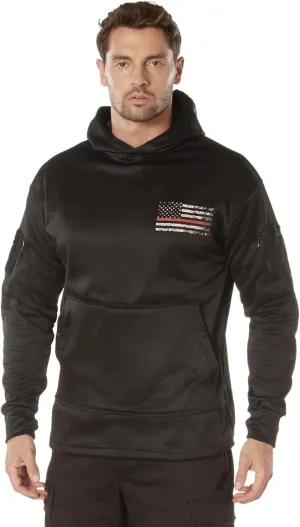 Rothco Conceal-Ops Thin Red Line Hoodie: Support Firefighters with Distressed Flag Graphic. Warm, and Rugged Utility