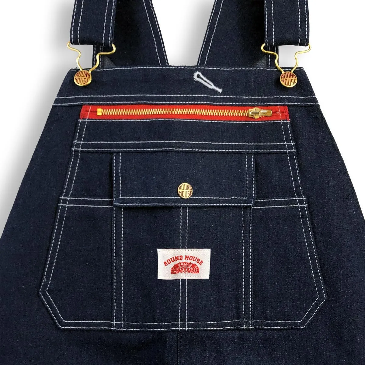 Round House #980 Utility Zipper-Bib Blue Denim Overalls