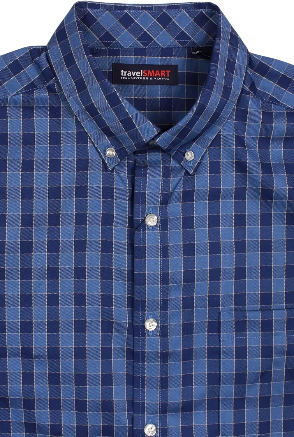 Roundtree & Yorke TravelSMART Men's Short Sleeve Button-Down Shirt Wrinkle Resistant Non-Iron Regular Sizes