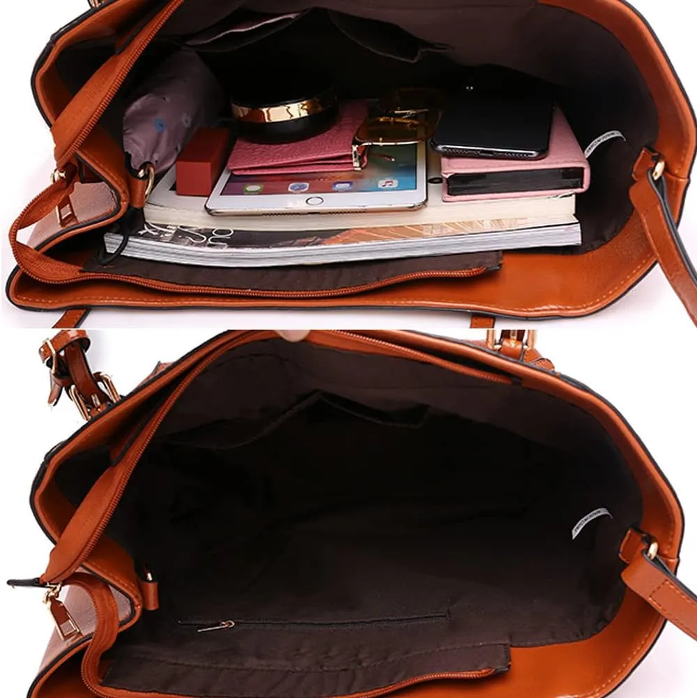 ROUROU Crocodile Print Handbag for Women Large Capacity Shoulder Bag Top Handle Tote Bag PU Leather Purse