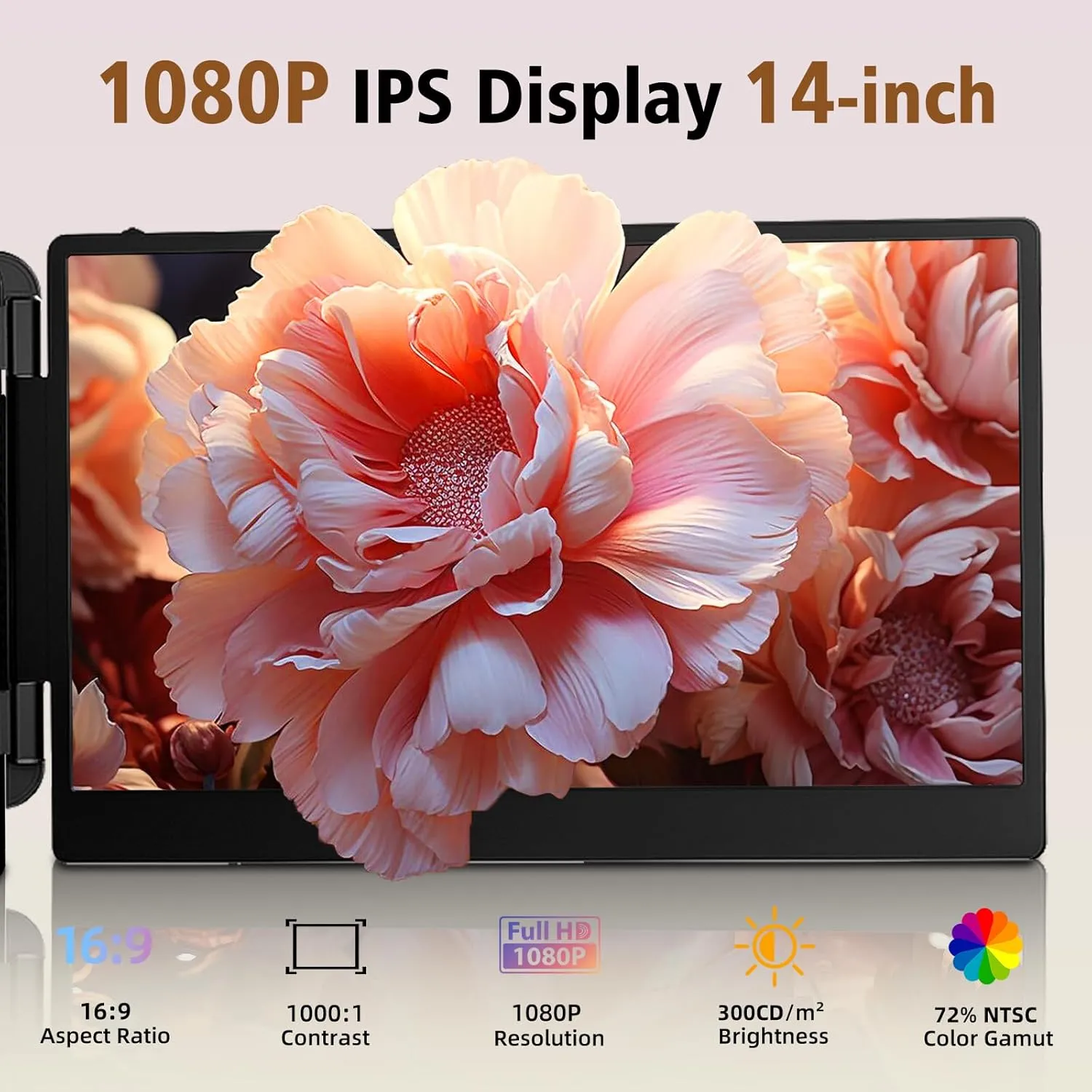 ROYY Laptop Screen Extender Dual Monitor - 14" Portable Monitor IPS FHD 1080P Attachment Extended Extra Screen USB-C HDMI Port Compatible with Wins Mac Dex Chrome Travel Work Fits 13"-17" Laptops