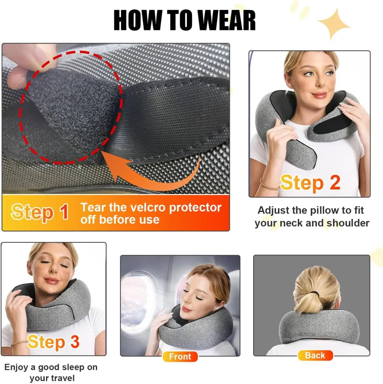 RURING Travel Pillows for Airplanes, Travel Neck Pillow Travel Pillow, Neck Pillow Airplane Memory Foam 360 Degree Support Stowable Pillows for Airplanes Offices and Cars (Dark Blue)
