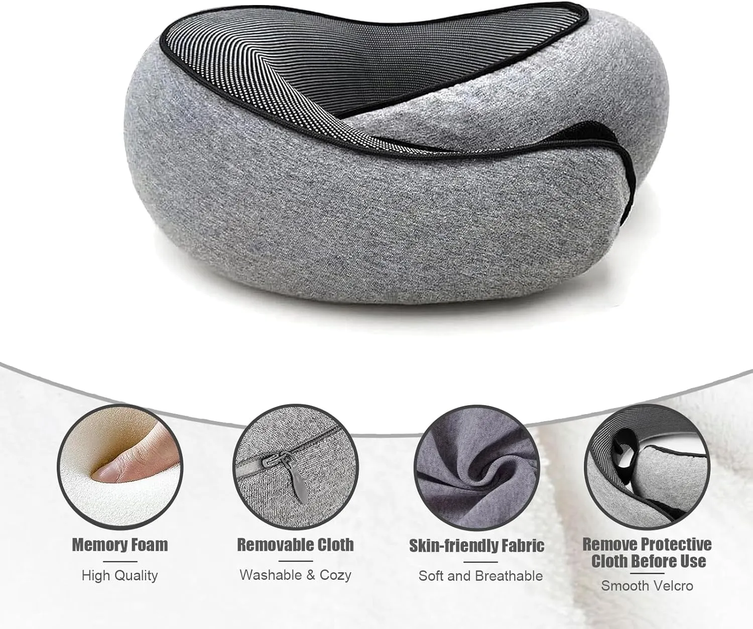 RURING Travel Pillows for Airplanes, Travel Neck Pillow Travel Pillow, Neck Pillow Airplane Memory Foam 360 Degree Support Stowable Pillows for Airplanes Offices and Cars (Dark Blue)