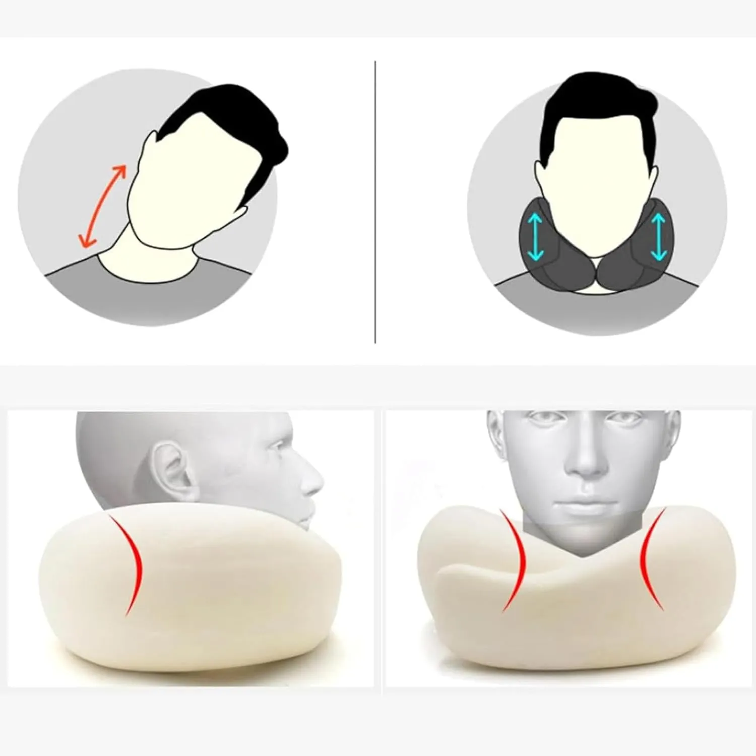 RURING Travel Pillows for Airplanes, Travel Neck Pillow Travel Pillow, Neck Pillow Airplane Memory Foam 360 Degree Support Stowable Pillows for Airplanes Offices and Cars (Light Gray)
