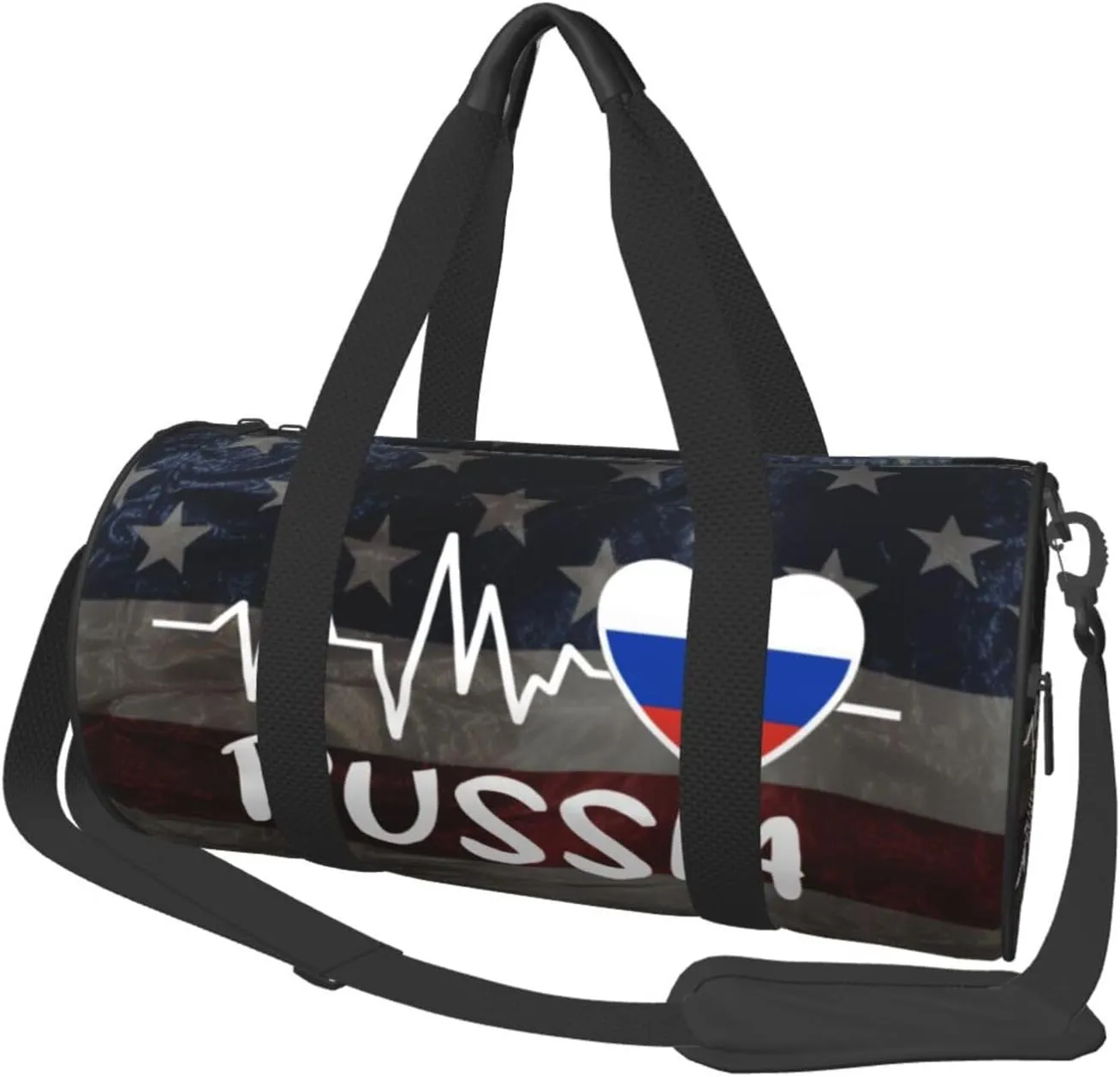 Russia Heartbeat Duffel Bag Gym Bag Travel Sports Tote Large Foldable Beach Swim Yoga1